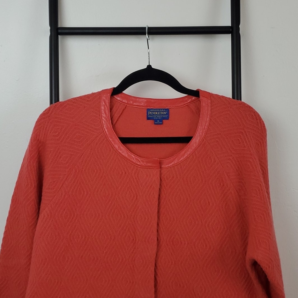 Pendleton Lambswool Blend Leather Jacket Size Xl - image 2